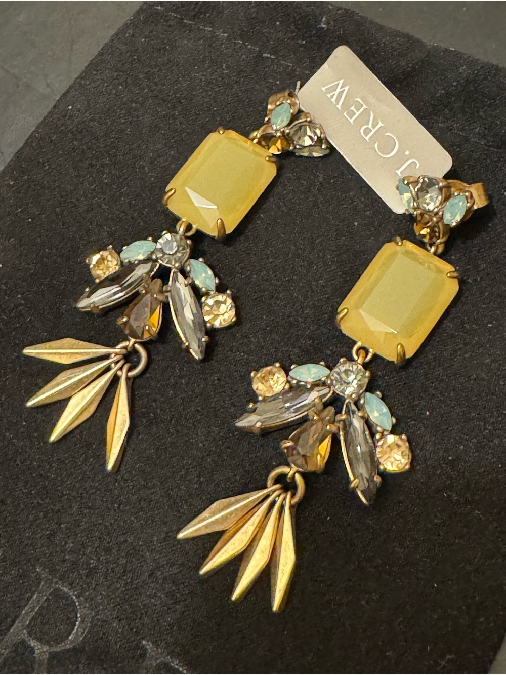 NWT Vintage J. Crew Desert Oasis Statement Drop Earrings with Dust Bag